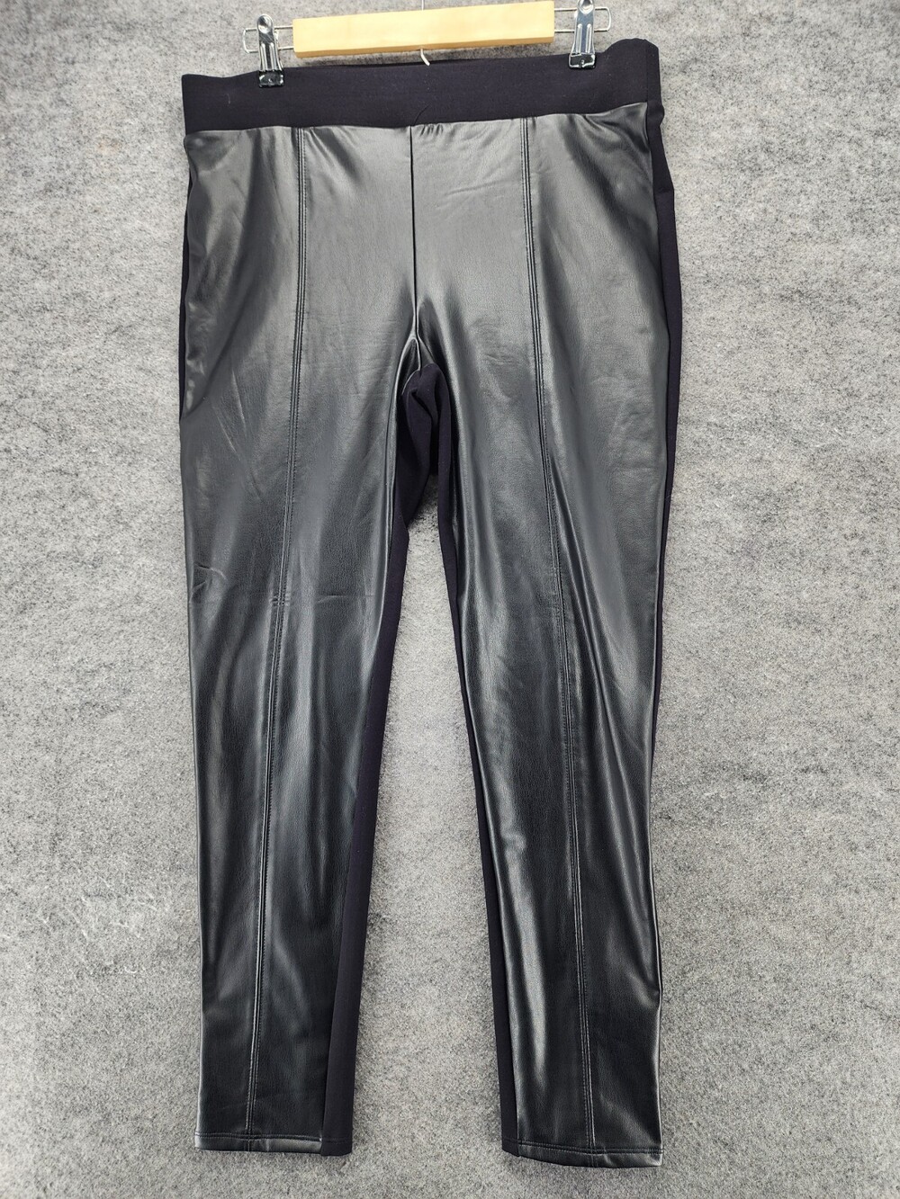 Ann Taylor Pants Large Petite Pull On Black Faux Leather